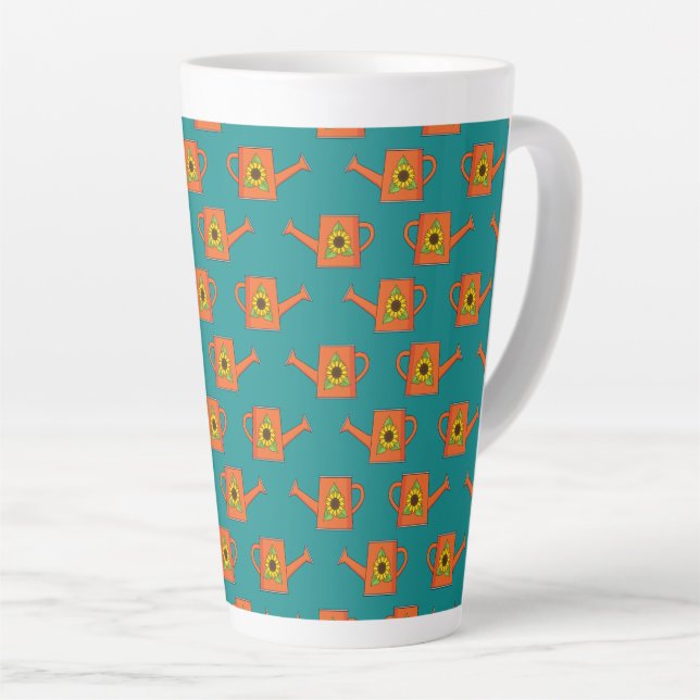 Caneca De Café Latte Lata de Água Laranja com Girassol (Ângulo direito)
