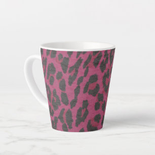 Caneca De Café Latte Lata de impressão magenta e leopardo preto