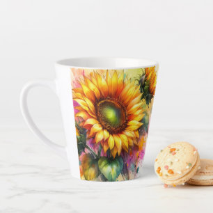 Caneca De Café Latte Lata de Lã - Lindos Girassóis Amarelos