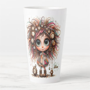 Caneca De Café Latte Lata De Lata De Lata De Garota Simples