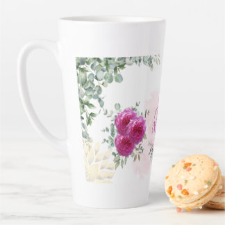 Caneca De Café Latte Lata de Lata de Noiva - Rosas, Doves e Amor