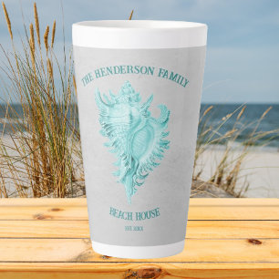 Caneca De Café Latte Lata de Lata do Conch Teal