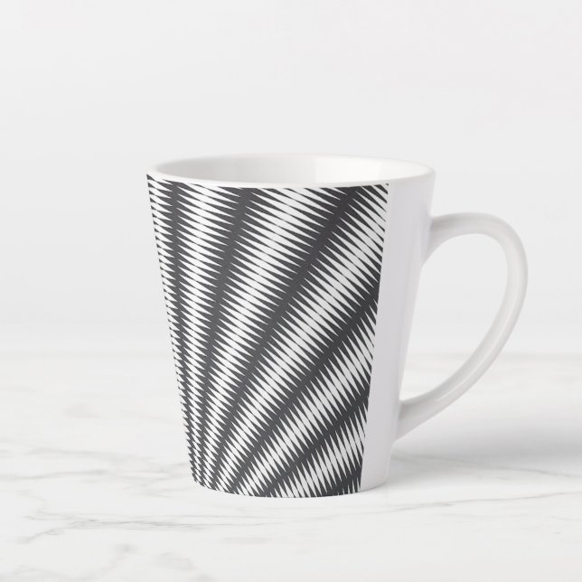 Caneca De Café Latte Lata - Design Geométrico preto e branco (Direita)