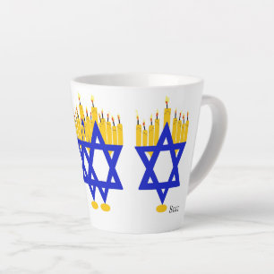 Caneca De Café Latte Lata: Hanukkah Menorah