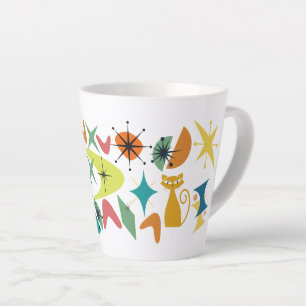 Caneca De Café Latte Lata-Lã do Padrão Retroativo Do Século De médio