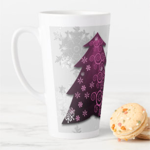 Caneca De Café Latte Lata-Lã-Lata-De-Natal Festiva Magenta