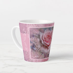 Caneca De Café Latte Lata Latim Rosa Rosa Grande
