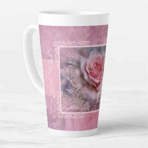 Caneca De Café Latte Lata Latim Rosa Rosa Grande