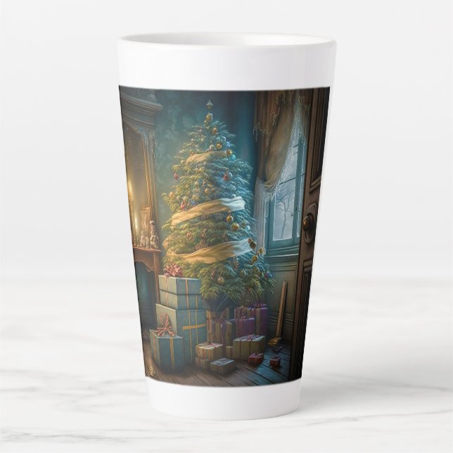 Caneca De Café Latte Lata Latino de Árvore de Natal (Frente)
