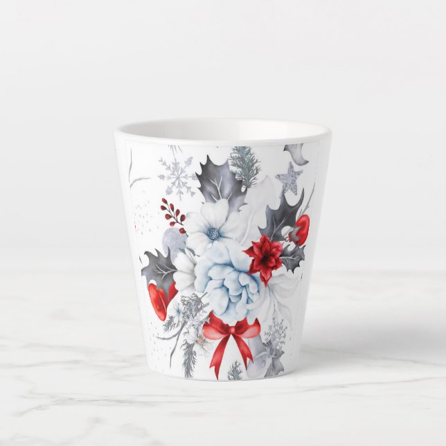 Caneca De Café Latte Latão de Natal Branco (Frente)