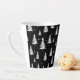 Caneca De Café Latte Latão de Natal Negro e Branco
