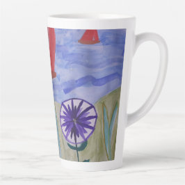 Caneca De Café Latte Latão de Velas Vermelhas e Flores