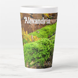 Caneca De Café Latte Latido de árvores no outono Moss - Grande personal