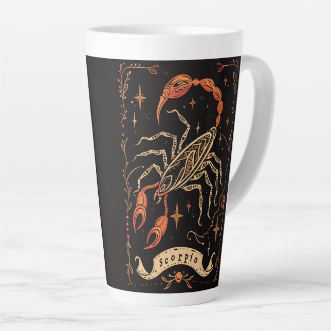 Caneca De Café Latte Latim Latim Scorpio Celestial Arte Zodiac (Ângulo direito)