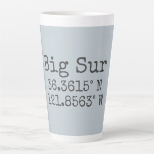 Caneca De Café Latte Latitude e Longitude de Big Sur
