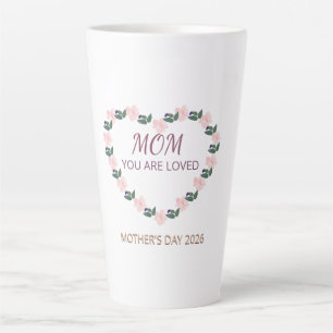 Caneca De Café Latte Latte Coração de Peônia Amor para Mamãe