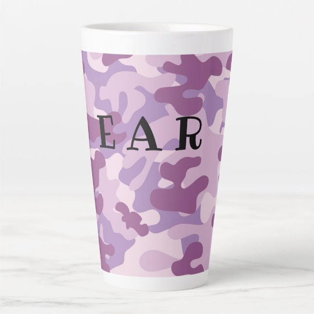 Caneca De Café Latte Latte da Camuflagem Roxa (Frente)