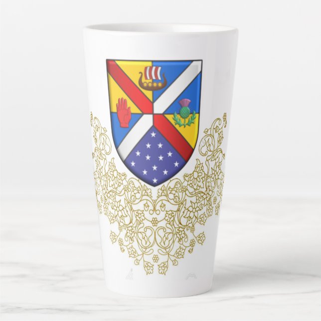 Caneca De Café Latte Latte Grande Mug com a Casaco de Armas da Família  (Frente)