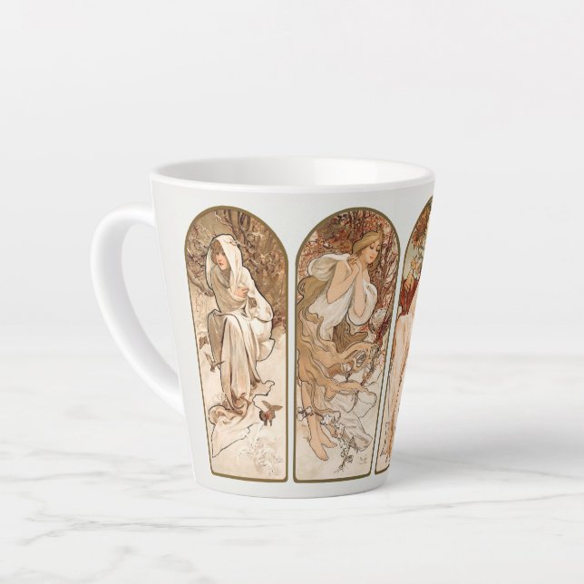 CANECA DE CAFÉ LATTE  LATTE MUG: ALPHONS MARIA MUCHA : ESTAÇÕES (Ângulo esquerdo)