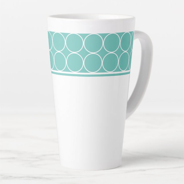 Caneca De Café Latte Latte Mug-Aqua e pontos brancos (Ângulo direito)