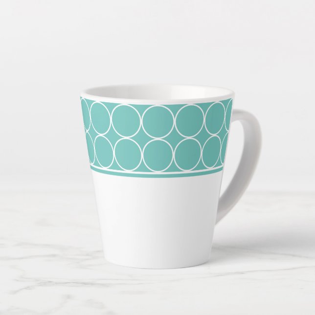 Caneca De Café Latte Latte Mug-Aqua e pontos brancos (Ângulo direito)