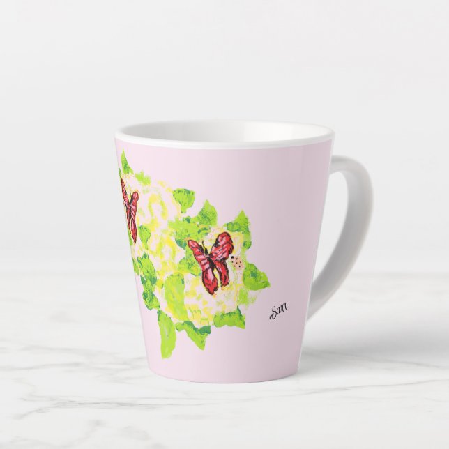 Caneca De Café Latte Latte Mug: Flor Asiático (Ângulo direito)