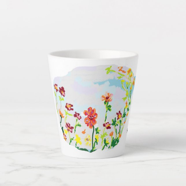Caneca De Café Latte Latte Mug: Flor Selvagem (Frente)