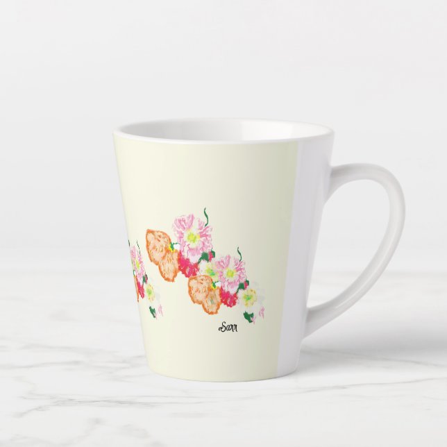 Caneca De Café Latte Latte Mug : Flores De Papoila (Direita)
