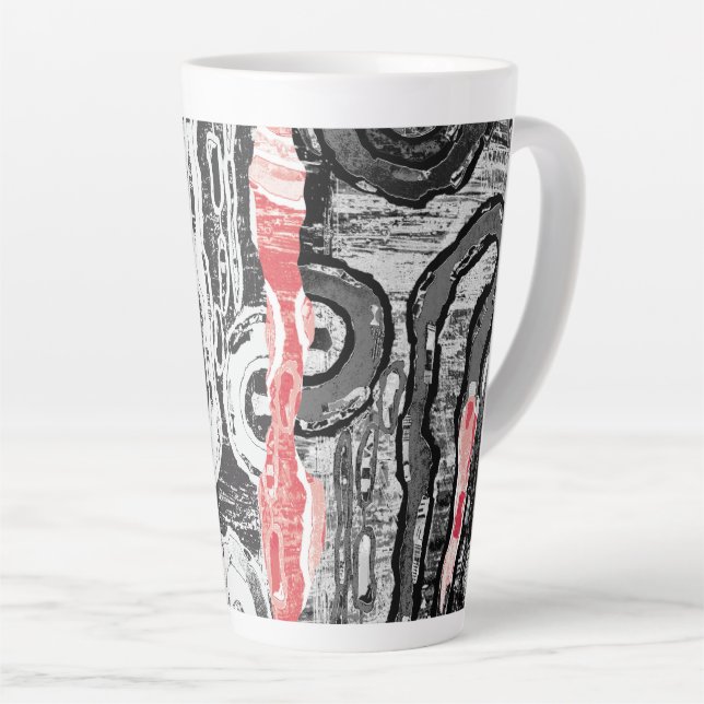 Caneca De Café Latte Latte Mug – Friction Lands Abstract Design (Ângulo direito)