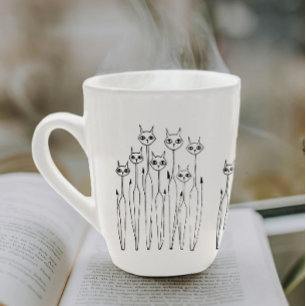 Caneca De Café Latte Latte Mug (gatos desenhados à mão)