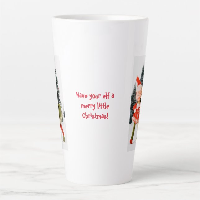 Caneca De Café Latte Latte Mug, Merry Christmas Elf (Frente)