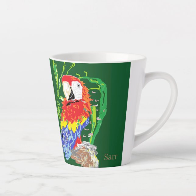 Caneca De Café Latte Latte Mug : Papagaio (Direita)