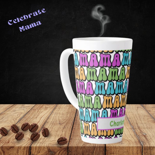 Caneca De Café Latte Latte Mug personalizado da mamãe Retro 70 (Criador carregado)