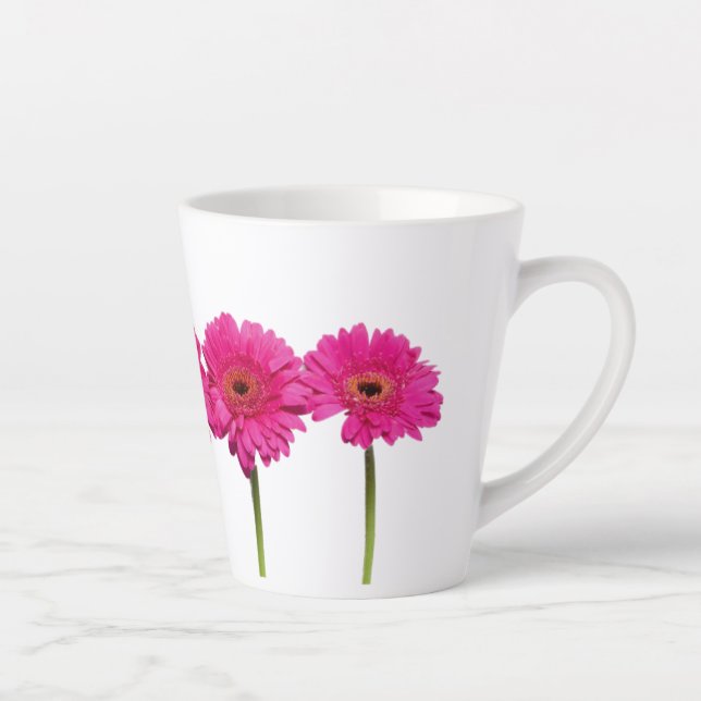Caneca De Café Latte Latte Mug Pink Gerbera Daisies (Direita)