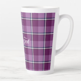 Caneca De Café Latte Latte Mug Purple and Trendy Pink Plaid