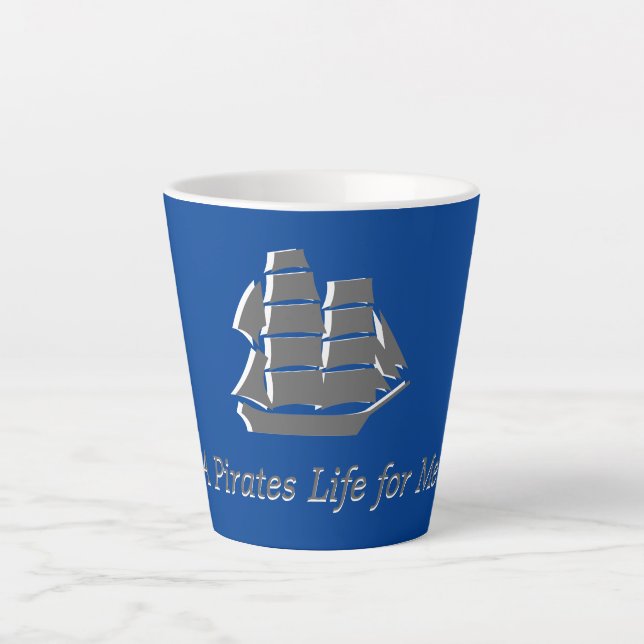 Caneca De Café Latte Latte Mug  -Sailing Ship with Text (Frente)