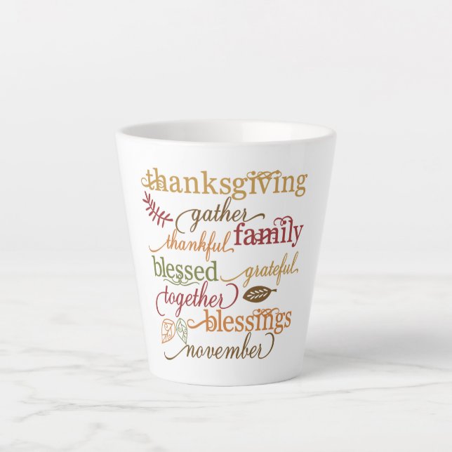 Caneca De Café Latte Latte Mug-Thanksaking (Frente)
