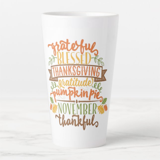 Caneca De Café Latte Latte Mug-Thanksaking (Frente)