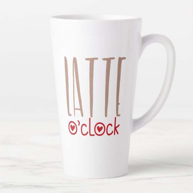 Caneca De Café Latte Latte O Clock Fun Quote Quirky Typografia (Direita)