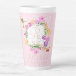Caneca De Café Latte Latte Rosa-Rosa-Floral Garden