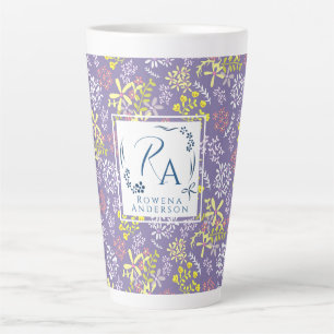 Caneca De Café Latte Lavanda das flores de Buquê pequenino