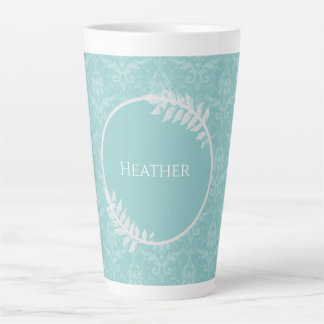 Caneca De Café Latte Lavanda Elegant Damask Personalizado Latch