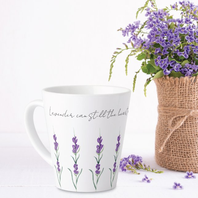 Caneca De Café Latte Lavanda Flores de Plantas Serenidade (Criador carregado)