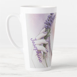 Caneca De Café Latte Lavanda Roxa Personalizada Mulher Elegante Beleza