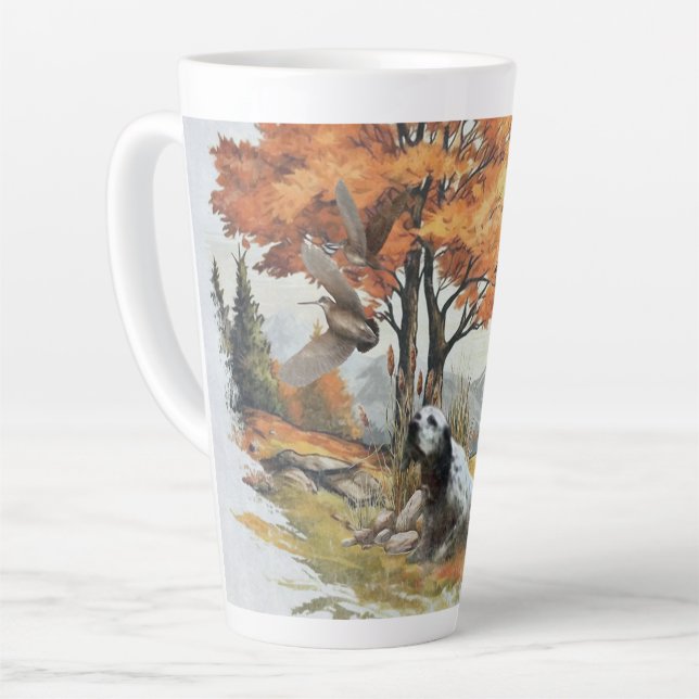 Caneca De Café Latte "Laverack" O Setter Inglês caçando (Ângulo esquerdo)