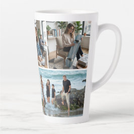 Caneca De Café Latte Layout de Quatro Imagens Personalizado Único