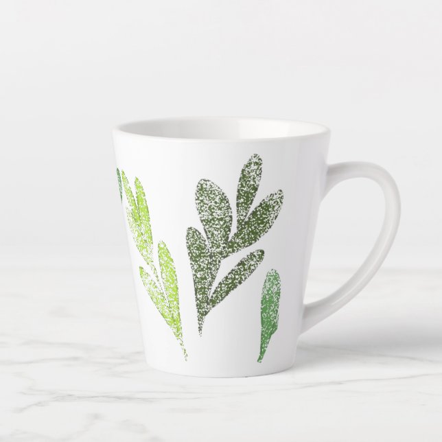 Caneca De Café Latte Leaf Pattern Latte Mug (Direita)