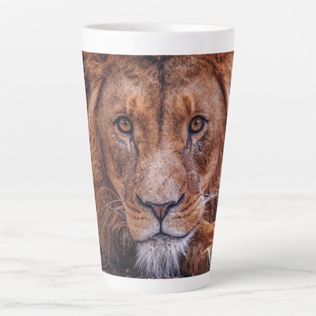 Caneca De Café Latte Leão Africano (Frente)