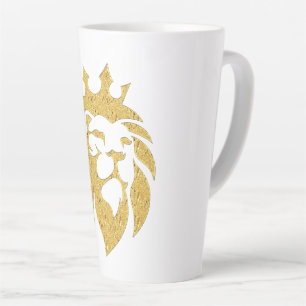 Caneca De Café Latte Leão com Coroa - Estilo Dourado 1