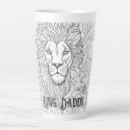 Caneca De Café Latte Leão de Desenho com Pai Rei Flores, Padre Boho